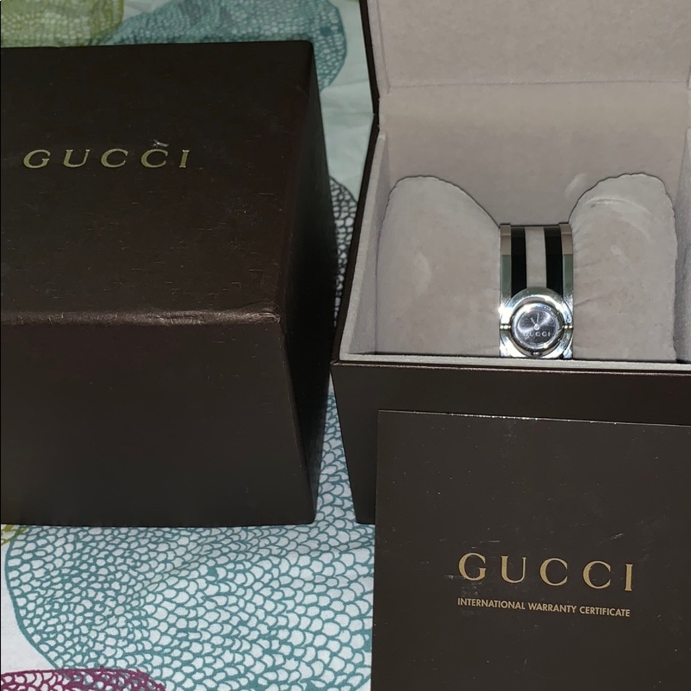 Gucci stripe clear watch